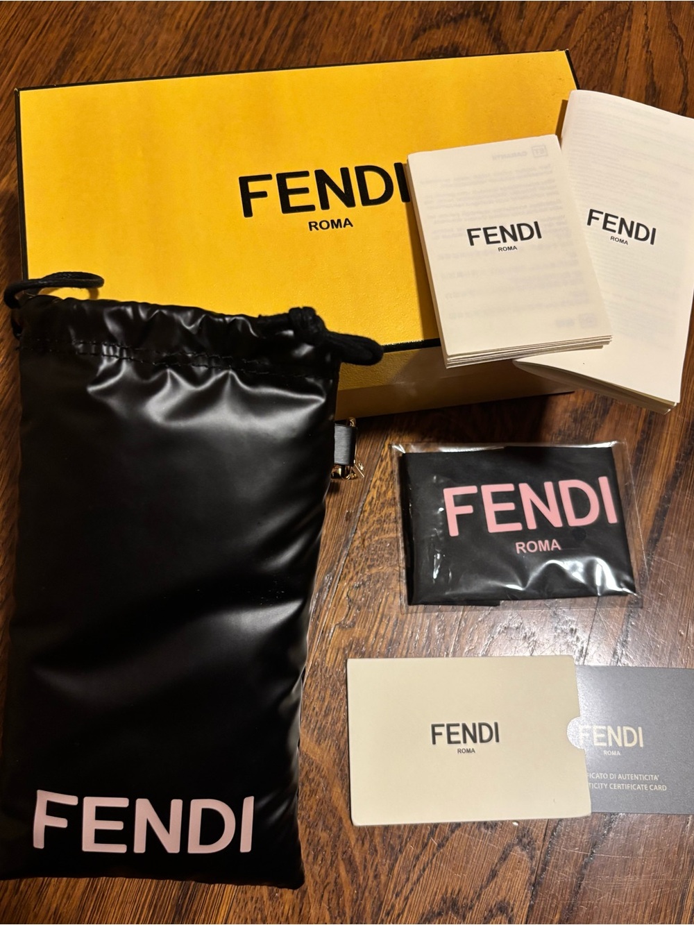 Fendi Black Sunglasses Pouch with Pink Logo